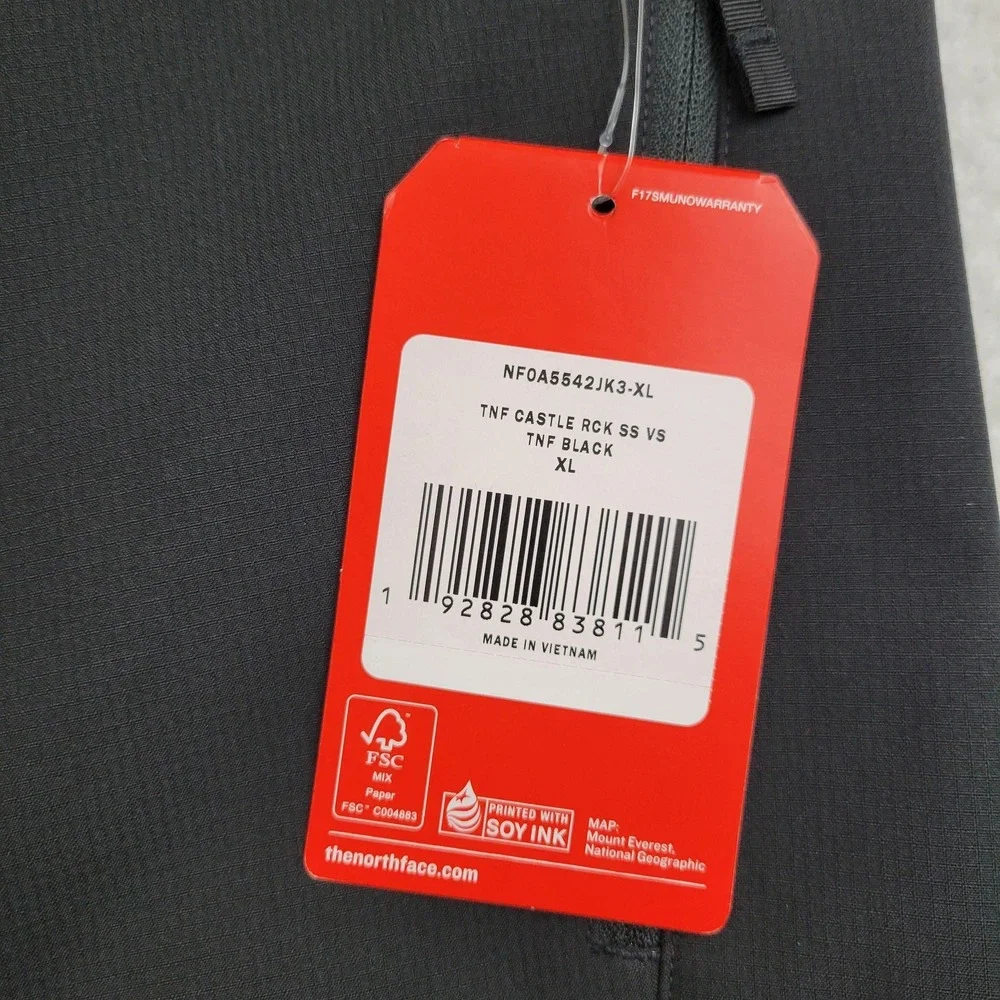 North Face Vest Mens XL Black Castle‎ Rock Softshell Fleece Outdoors Enspira